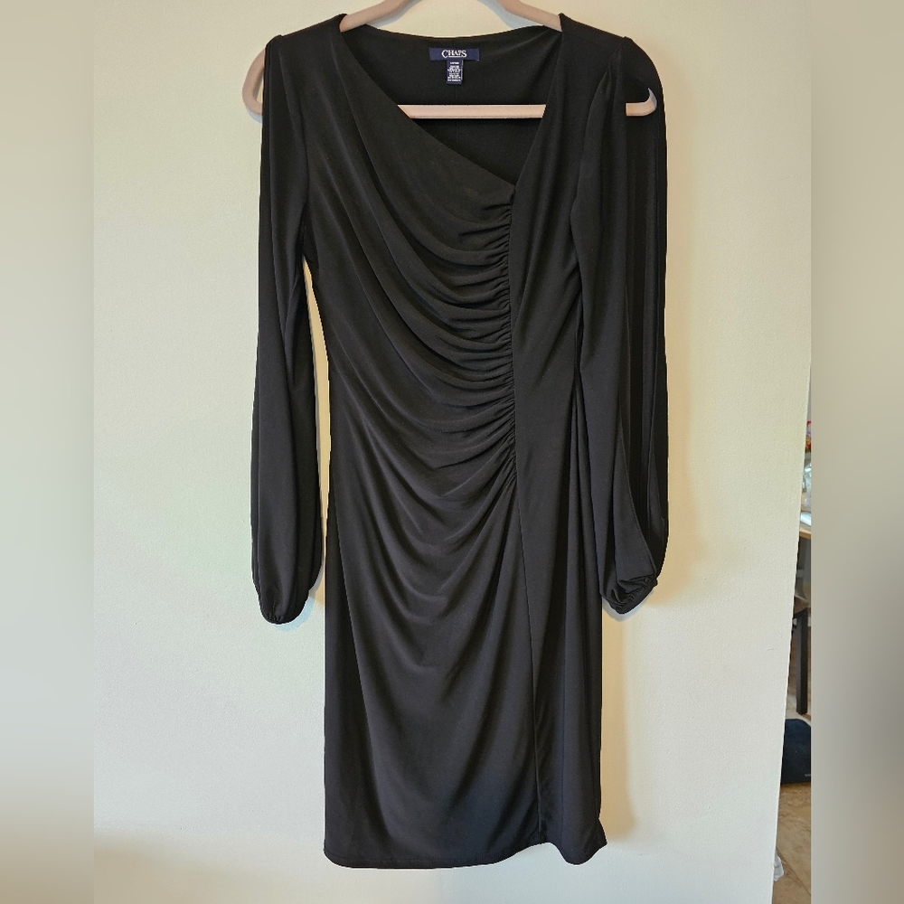 Chaps ruched stretchy long sleeved dress
